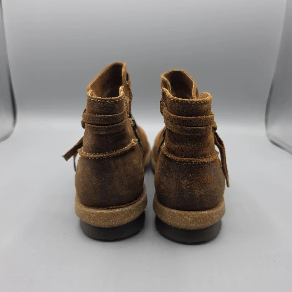 Born Wynter II Boots Womens 7 Brown Leather Chukka Booties Wrap Tie‎ Zipper